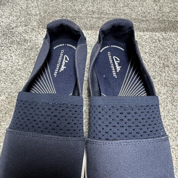 Clarks Cloudsteppers Shoes Womens Size 8 Navy Blue Slip On Washable Cushion Soft - Picture 9 of 9